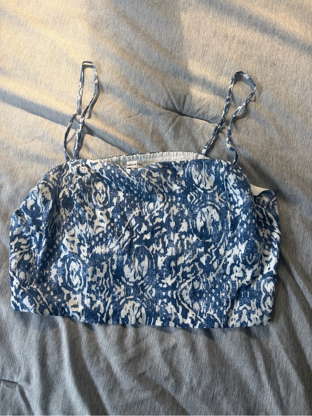 Abercrombie Smocked Blue and White Patterned Cami Top